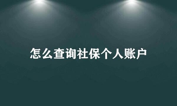 怎么查询社保个人账户
