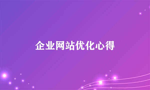 企业网站优化心得