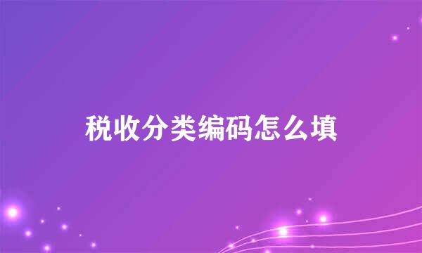 税收分类编码怎么填