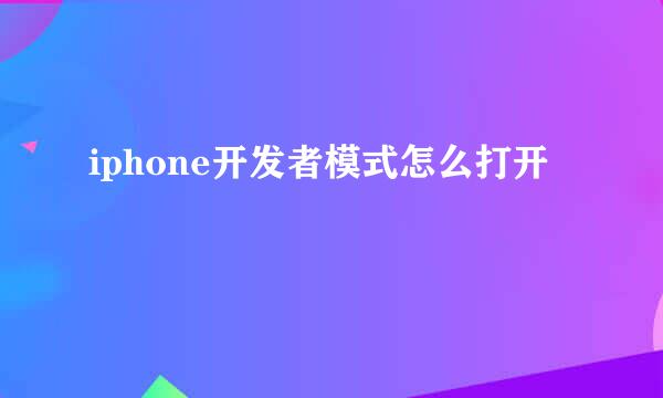 iphone开发者模式怎么打开