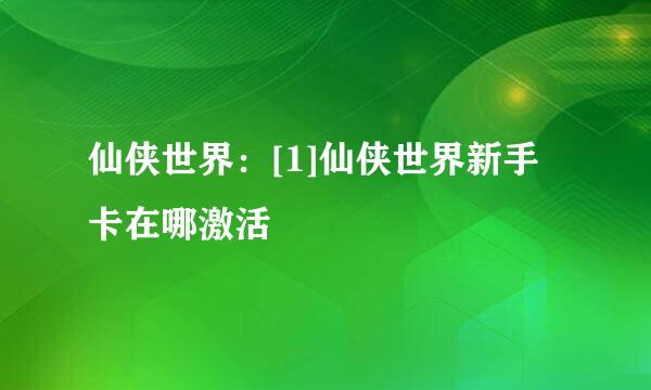 仙侠世界：[1]仙侠世界新手卡在哪激活