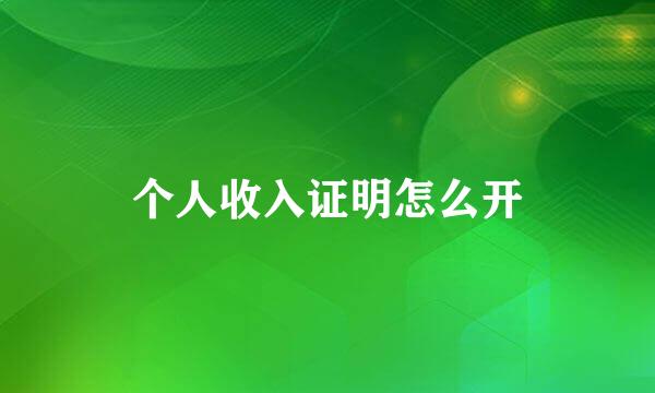 个人收入证明怎么开