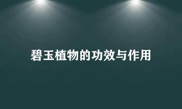 碧玉植物的功效与作用