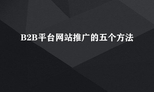 B2B平台网站推广的五个方法