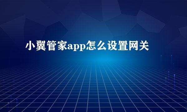 小翼管家app怎么设置网关
