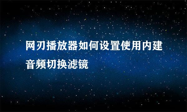 网刃播放器如何设置使用内建音频切换滤镜