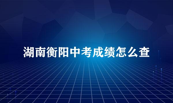 湖南衡阳中考成绩怎么查