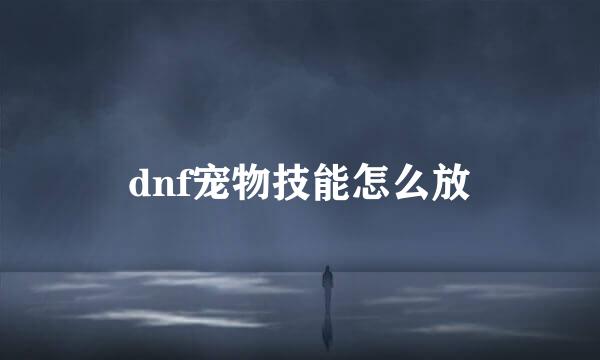 dnf宠物技能怎么放