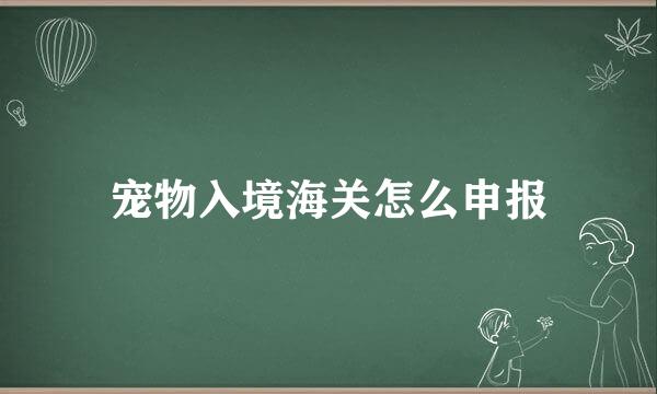 宠物入境海关怎么申报
