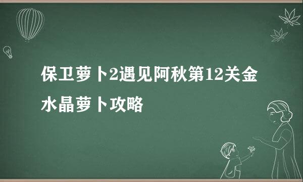 保卫萝卜2遇见阿秋第12关金水晶萝卜攻略