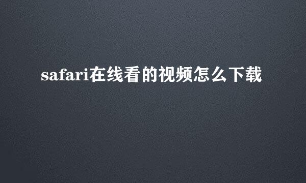 safari在线看的视频怎么下载