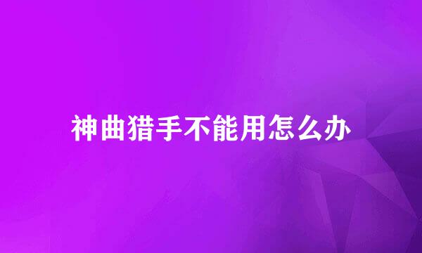 神曲猎手不能用怎么办