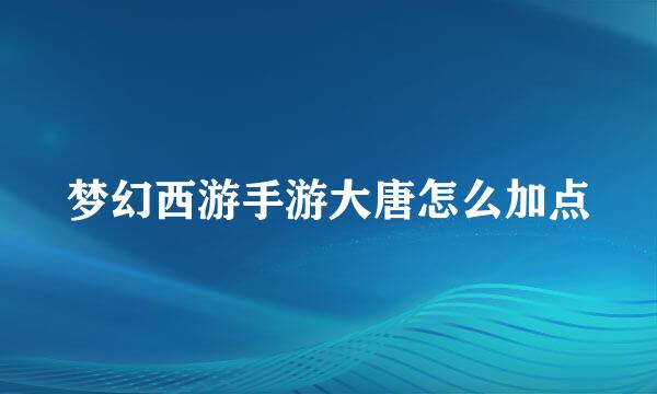 梦幻西游手游大唐怎么加点