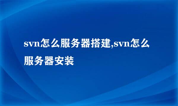 svn怎么服务器搭建,svn怎么服务器安装