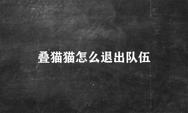 叠猫猫怎么退出队伍