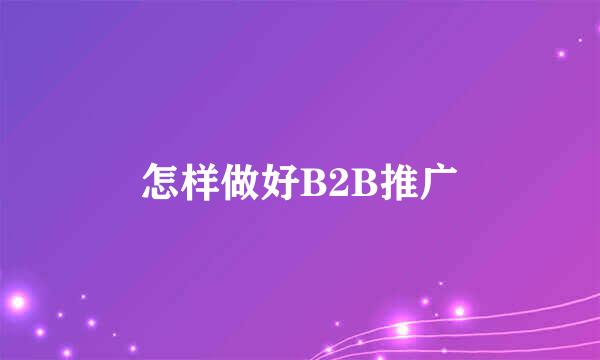 怎样做好B2B推广