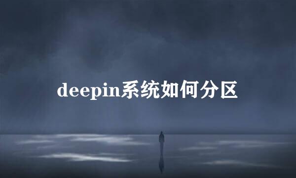deepin系统如何分区