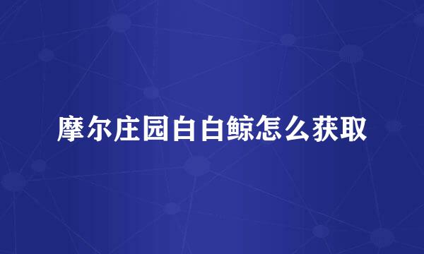 摩尔庄园白白鲸怎么获取