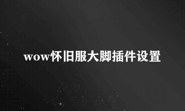 wow怀旧服大脚插件设置