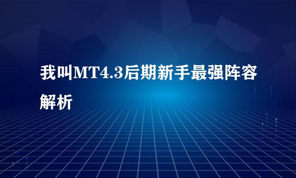 我叫MT4.3后期新手最强阵容解析