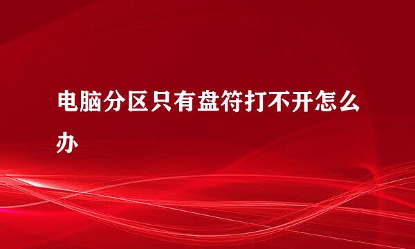 电脑分区只有盘符打不开怎么办