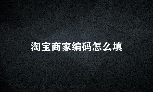 淘宝商家编码怎么填