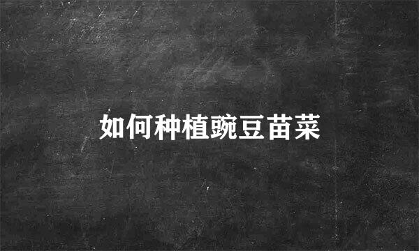 如何种植豌豆苗菜
