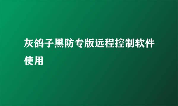 灰鸽子黑防专版远程控制软件使用
