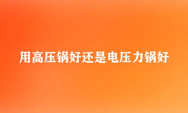 用高压锅好还是电压力锅好