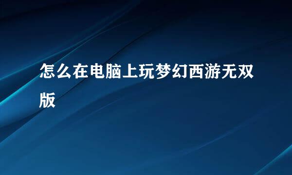 怎么在电脑上玩梦幻西游无双版