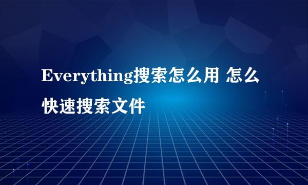 Everything搜索怎么用 怎么快速搜索文件