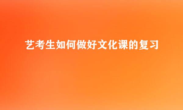 艺考生如何做好文化课的复习