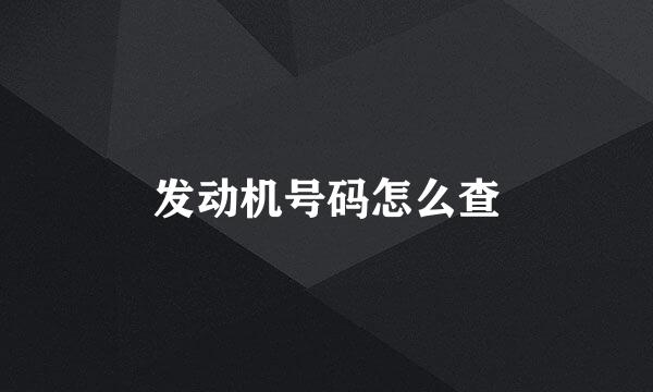 发动机号码怎么查