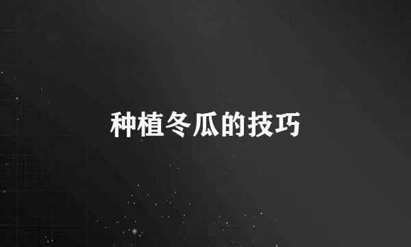 种植冬瓜的技巧