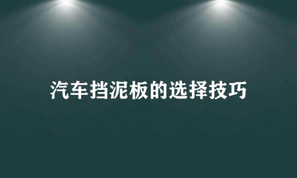 汽车挡泥板的选择技巧