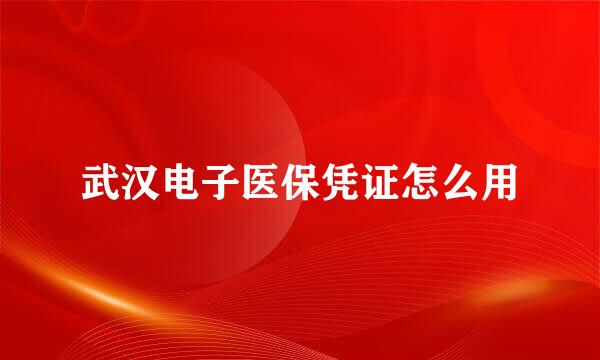 武汉电子医保凭证怎么用