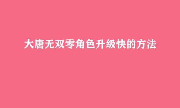 大唐无双零角色升级快的方法