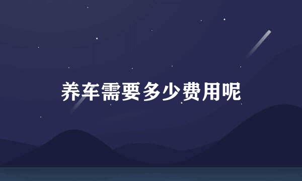 养车需要多少费用呢