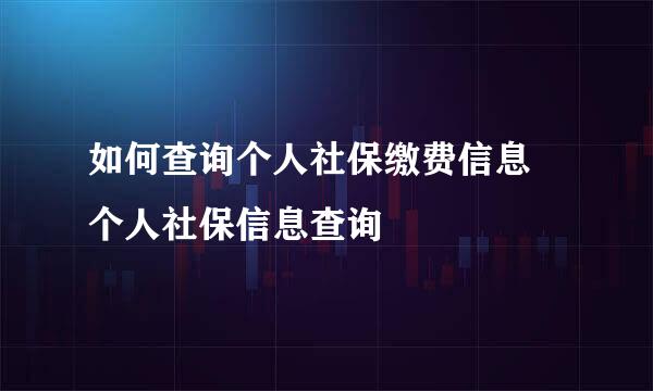 如何查询个人社保缴费信息 个人社保信息查询