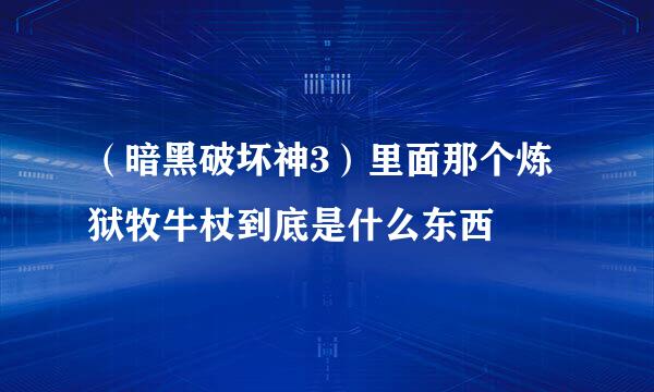(暗黑破坏神3)里面那个炼狱牧牛杖到底是什么东西