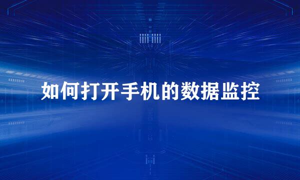 如何打开手机的数据监控