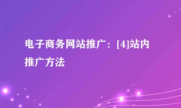 电子商务网站推广：[4]站内推广方法
