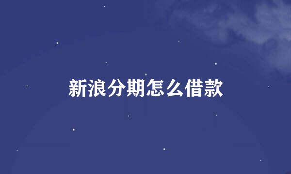 新浪分期怎么借款