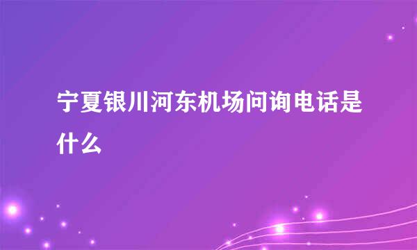 宁夏银川河东机场问询电话是什么