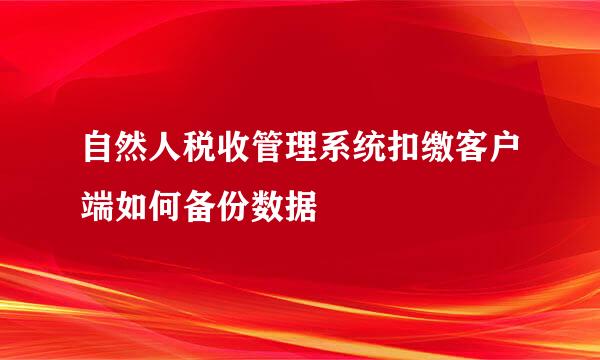 自然人税收管理系统扣缴客户端如何备份数据