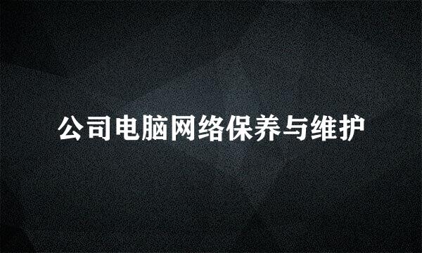 公司电脑网络保养与维护