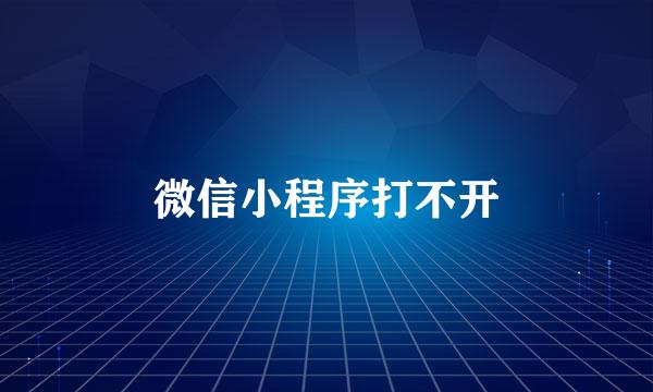 微信小程序打不开