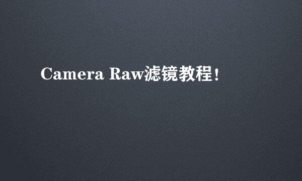 Camera Raw滤镜教程!