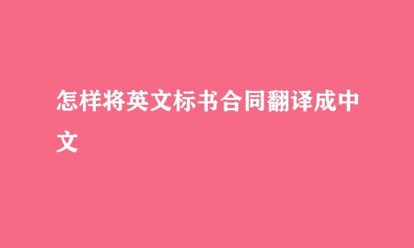 怎样将英文标书合同翻译成中文