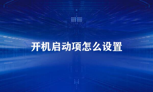 开机启动项怎么设置
